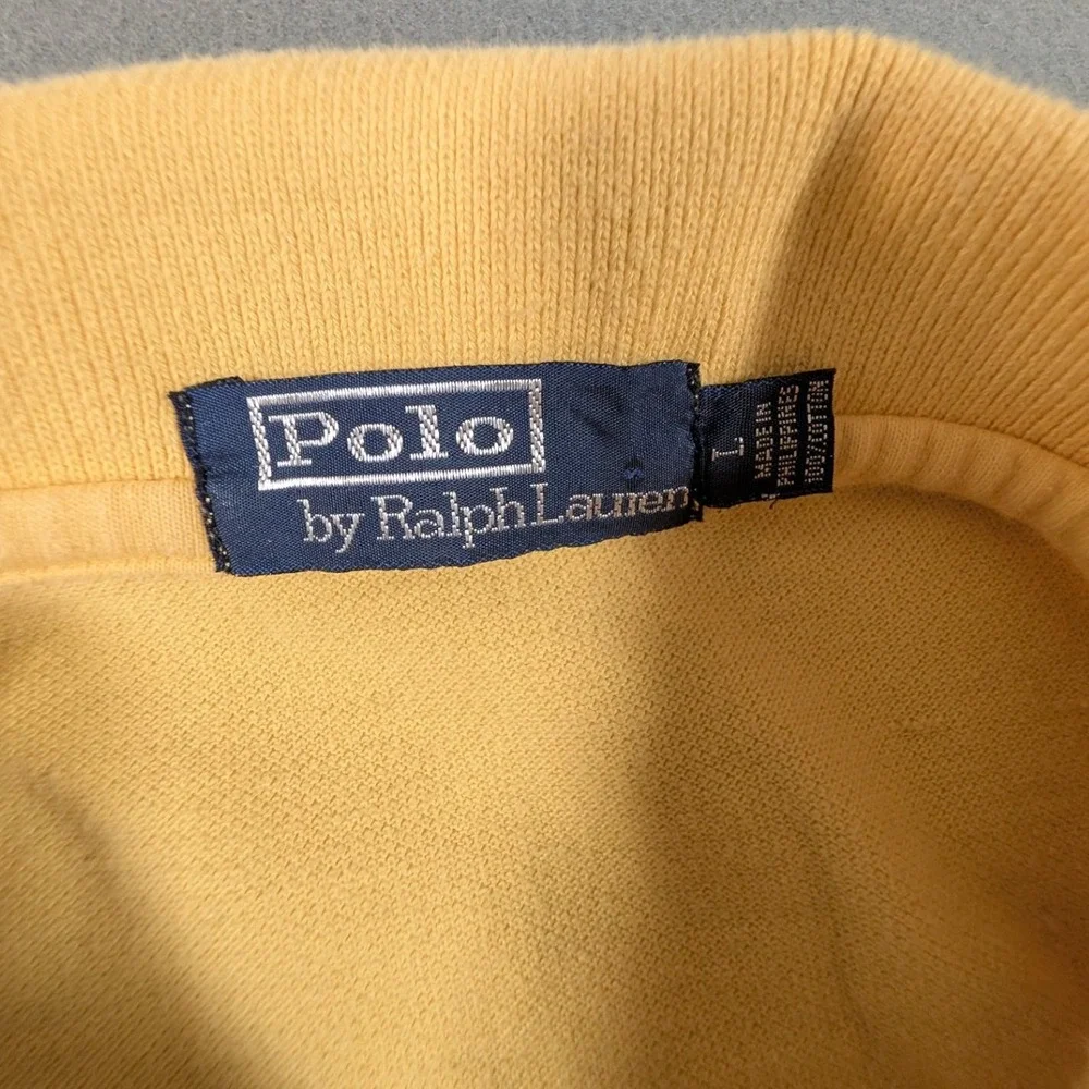 Polo Ralph Lauren Polo Shirt Mens Large Yellow Big Pony Short Sleeve